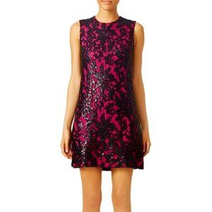 Diane von Furstenberg's Kaleb Fuchsia & Black Lace Sequin Shift Mini Dress 4